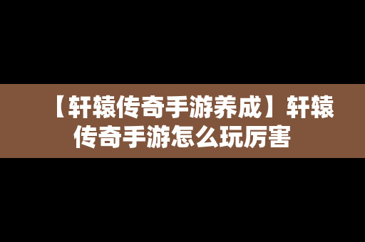 【轩辕传奇手游养成】轩辕传奇手游怎么玩厉害