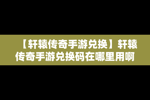 【轩辕传奇手游兑换】轩辕传奇手游兑换码在哪里用啊