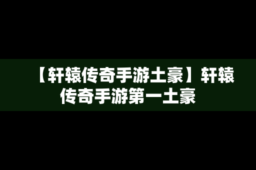 【轩辕传奇手游土豪】轩辕传奇手游第一土豪