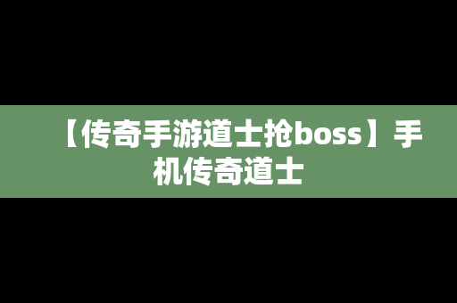 【传奇手游道士抢boss】手机传奇道士