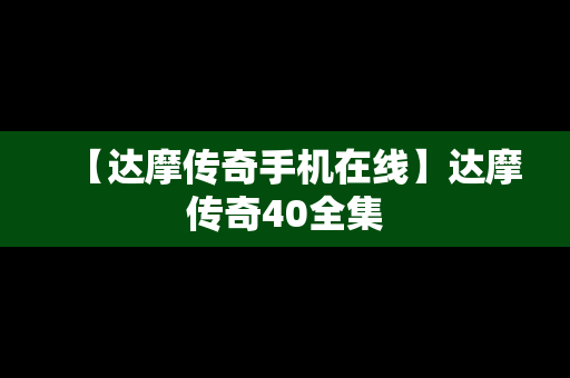 【达摩传奇手机在线】达摩传奇40全集