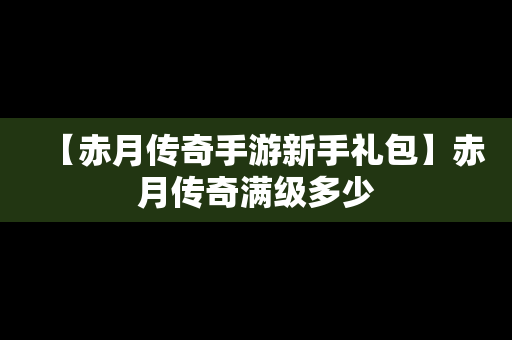 【赤月传奇手游新手礼包】赤月传奇满级多少