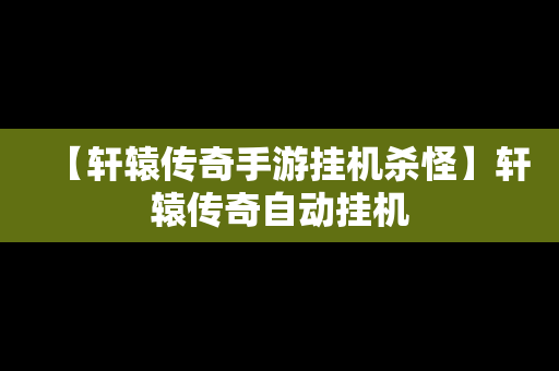 【轩辕传奇手游挂机杀怪】轩辕传奇自动挂机