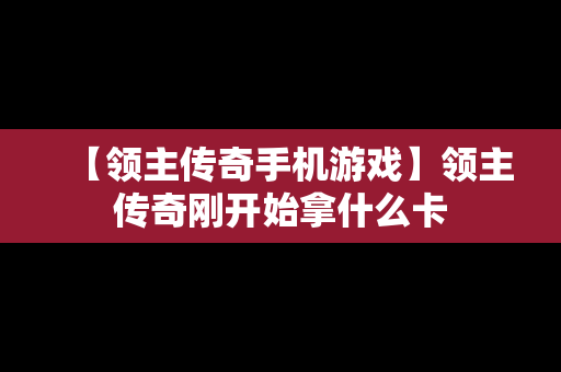 【领主传奇手机游戏】领主传奇刚开始拿什么卡