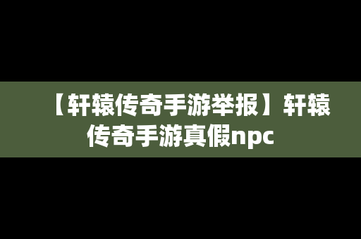 【轩辕传奇手游举报】轩辕传奇手游真假npc