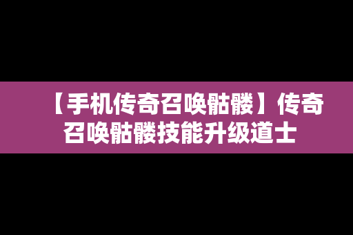 【手机传奇召唤骷髅】传奇 召唤骷髅技能升级道士