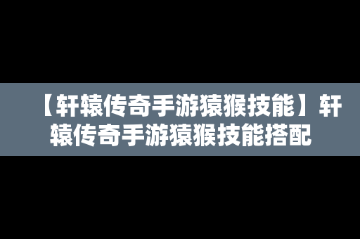 【轩辕传奇手游猿猴技能】轩辕传奇手游猿猴技能搭配