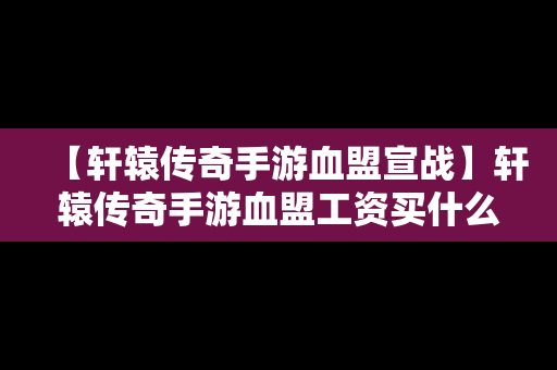 【轩辕传奇手游血盟宣战】轩辕传奇手游血盟工资买什么划算