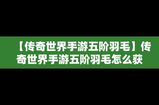 【传奇世界手游五阶羽毛】传奇世界手游五阶羽毛怎么获得