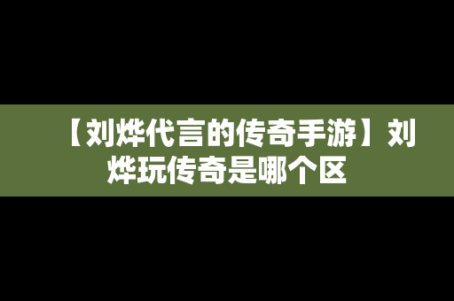 【刘烨代言的传奇手游】刘烨玩传奇是哪个区