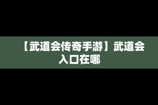 【武道会传奇手游】武道会入口在哪