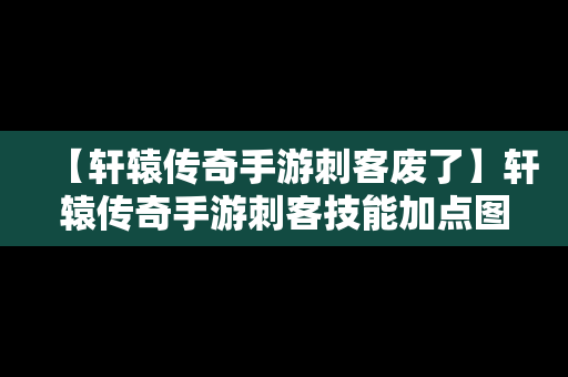 【轩辕传奇手游刺客废了】轩辕传奇手游刺客技能加点图