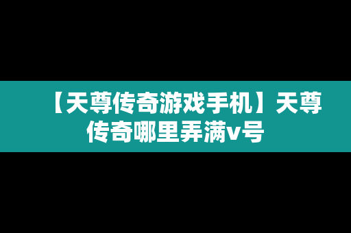 【天尊传奇游戏手机】天尊传奇哪里弄满v号