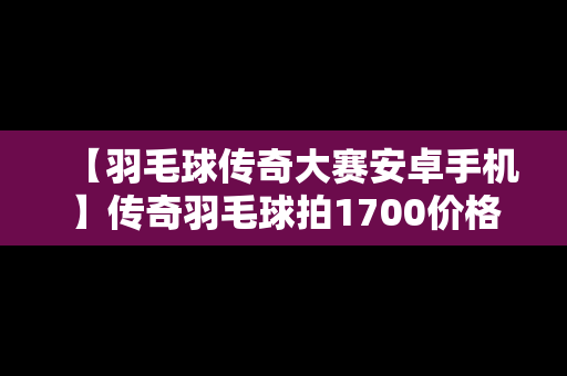 【羽毛球传奇大赛安卓手机】传奇羽毛球拍1700价格