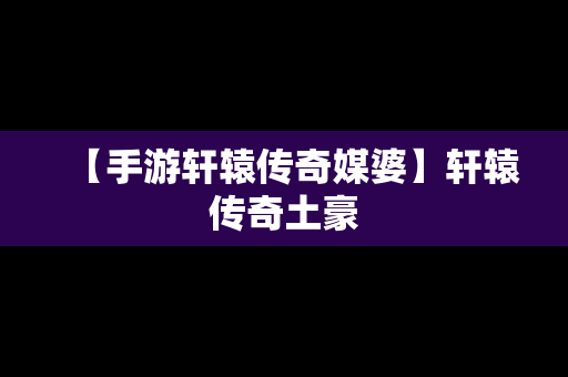 【手游轩辕传奇媒婆】轩辕传奇土豪